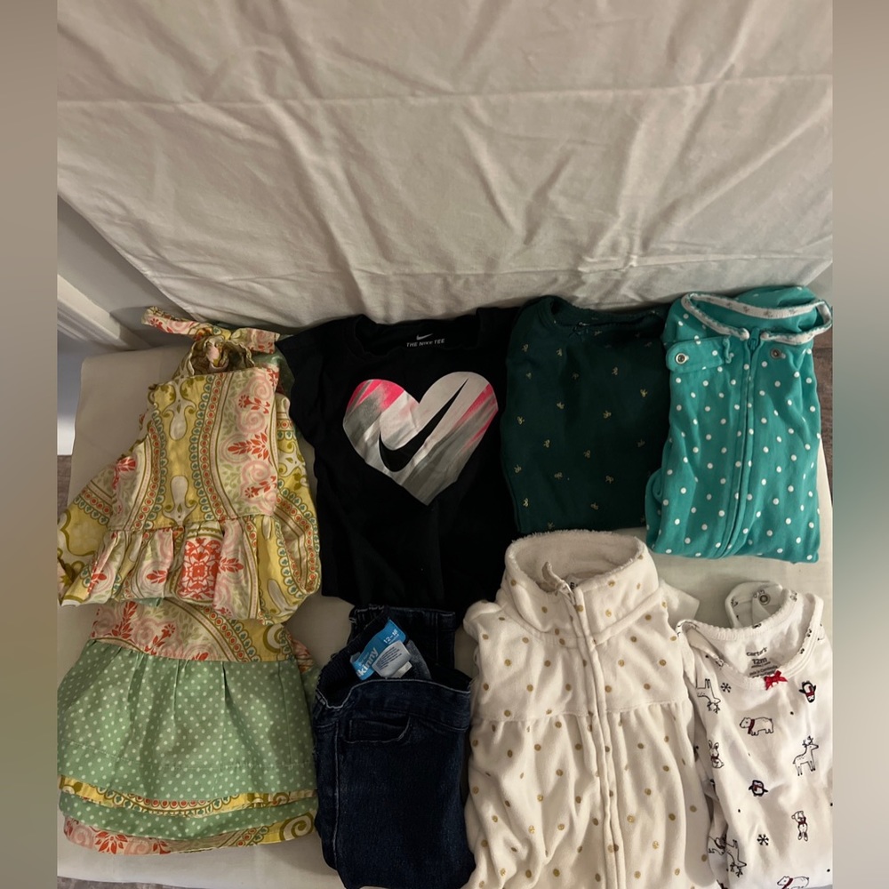 Lot Girls 12 Month Christmas One Piece, Jeans, Nike Tshirt, Boutique Outfit